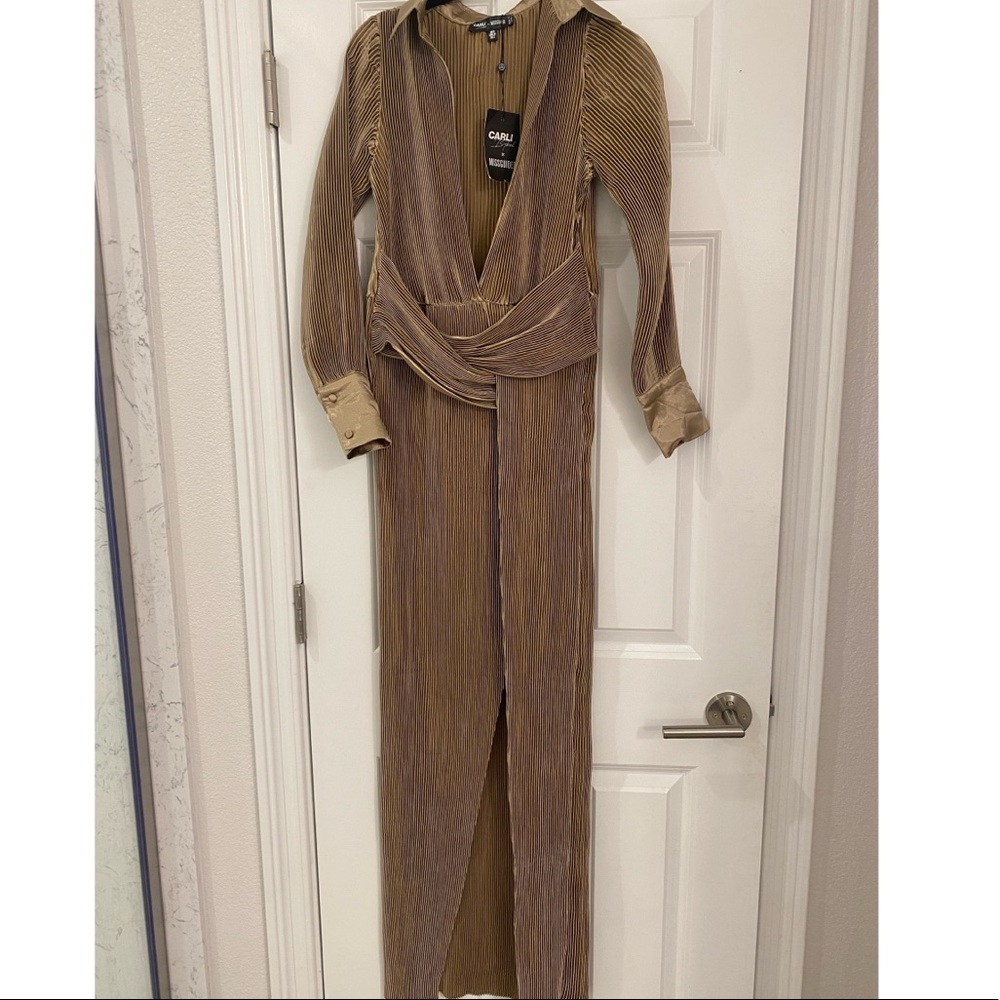 Champagne color wrap dress maxi, Carli Bybel x Missguided, size 2, Brand new.